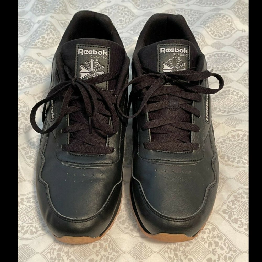 Men's REEBOK Classic CL Harman Run CM9204 Black Leather Gum Sole US 11